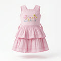 Mama Hug Girls Layered Daily Wear | Breathable Cotton Sleeveless Pink Fancy Frock with Bow for Girls 1-7 Years
