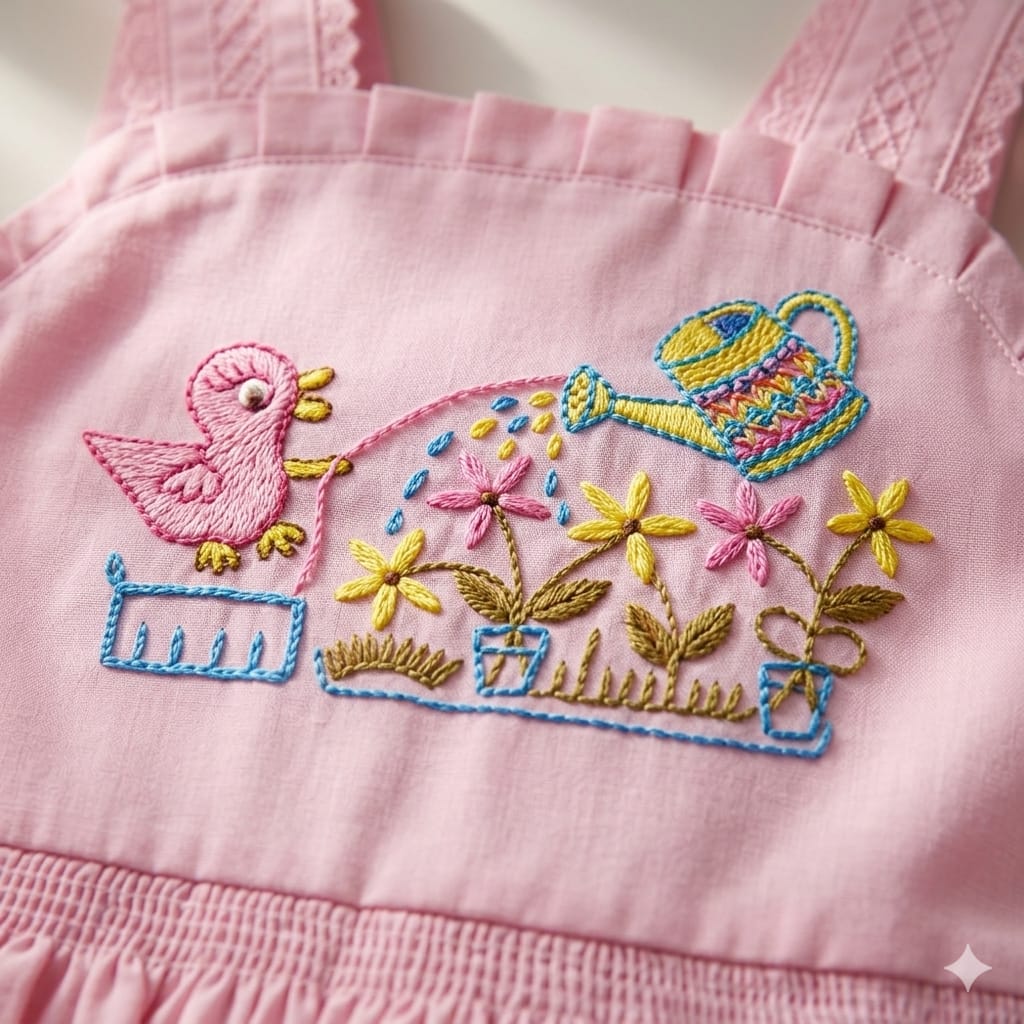 Mama Hug Girls Layered Daily Wear | Breathable Cotton Sleeveless Pink Fancy Frock with Bow for Girls 1-7 Years