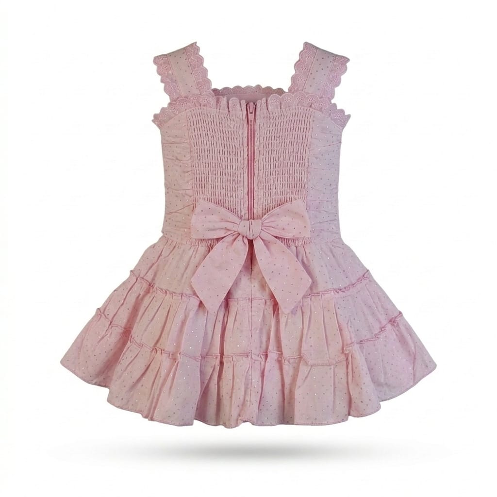 Baby Girl Glitter Party Dress with Frill Straps | Fancy Layered Frock (1-3 Years)