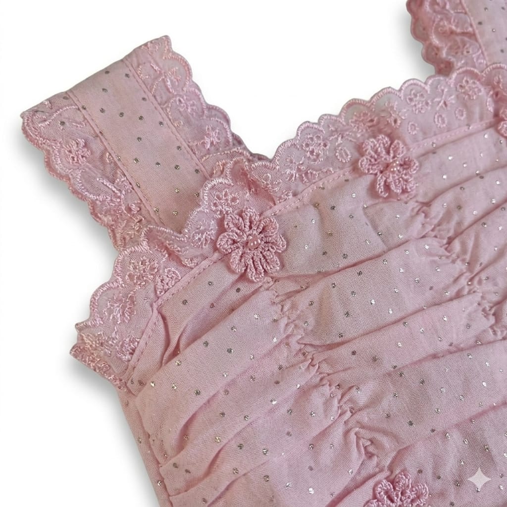 Baby Girl Glitter Party Dress with Frill Straps | Fancy Layered Frock (1-3 Years)