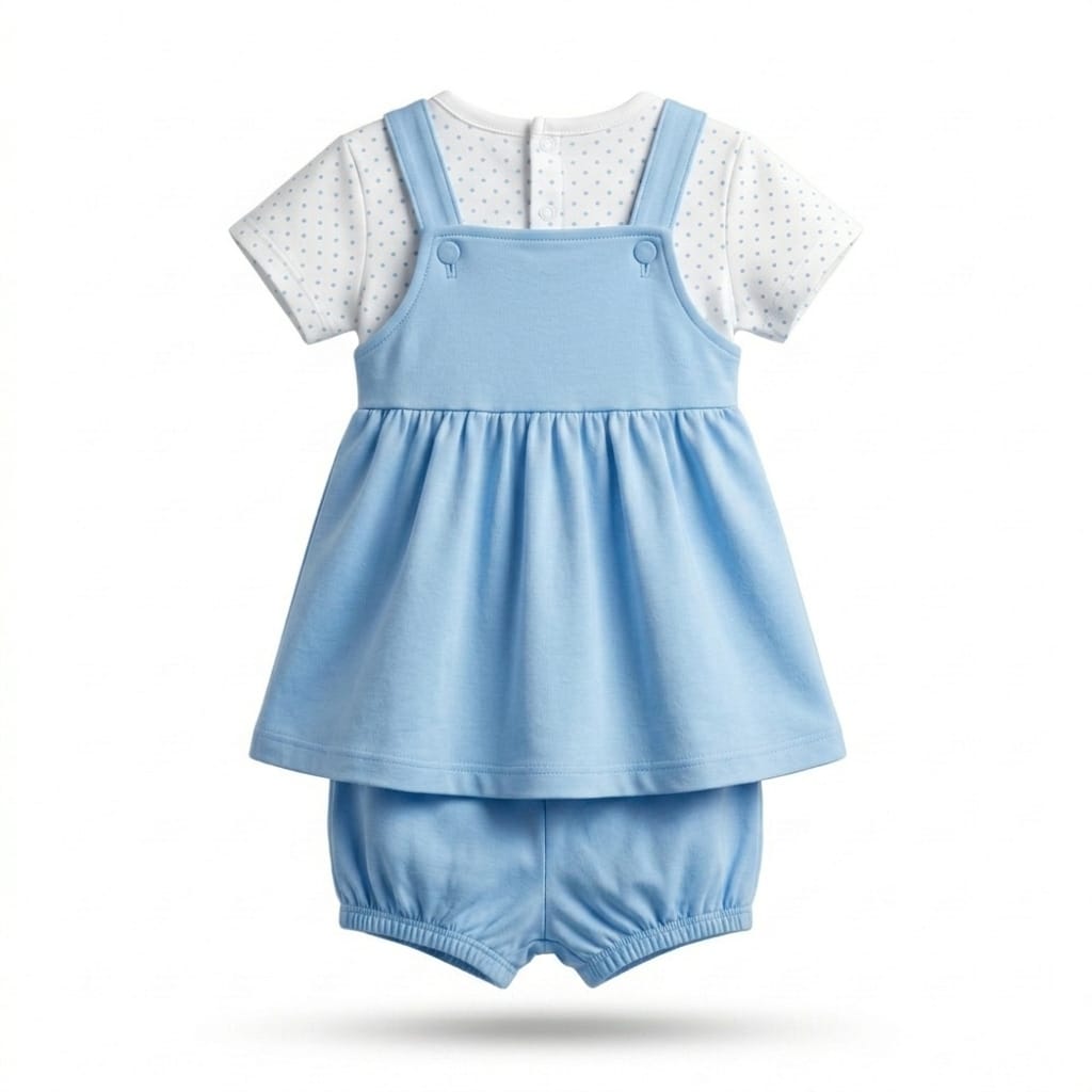 Baby Girl Butterfly Dungaree Dress Set with Bloomer | Soft Cotton Toddler Outfit (1-2 Years)