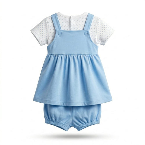 Baby Girl Butterfly Dungaree Dress Set with Bloomer | Soft Cotton Toddler Outfit (1-2 Years)