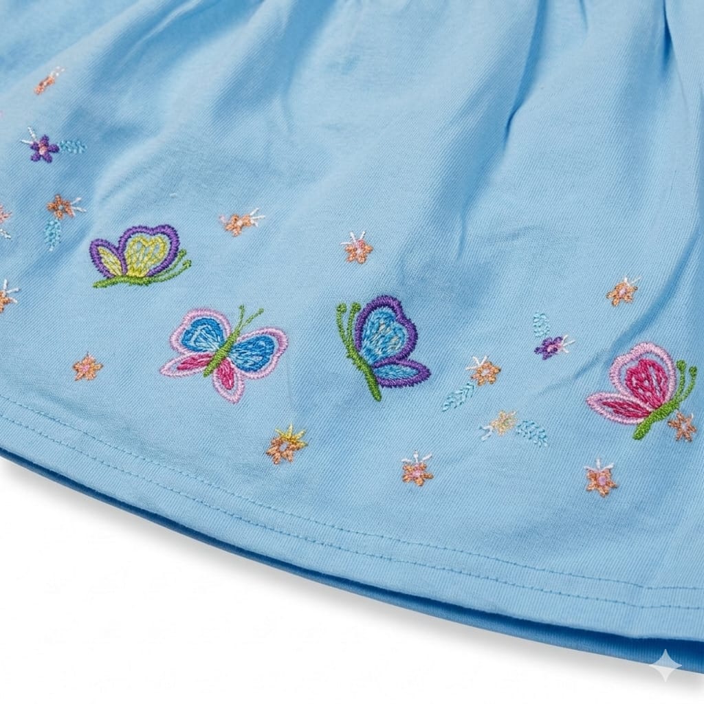 Baby Girl Butterfly Dungaree Dress Set with Bloomer | Soft Cotton Toddler Outfit (1-2 Years)