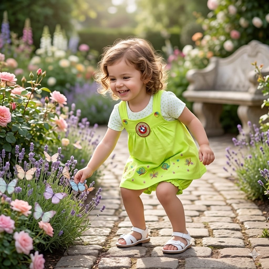 Baby Girl Butterfly Dungaree Dress Set with Bloomer | Soft Cotton Toddler Outfit (1-2 Years)