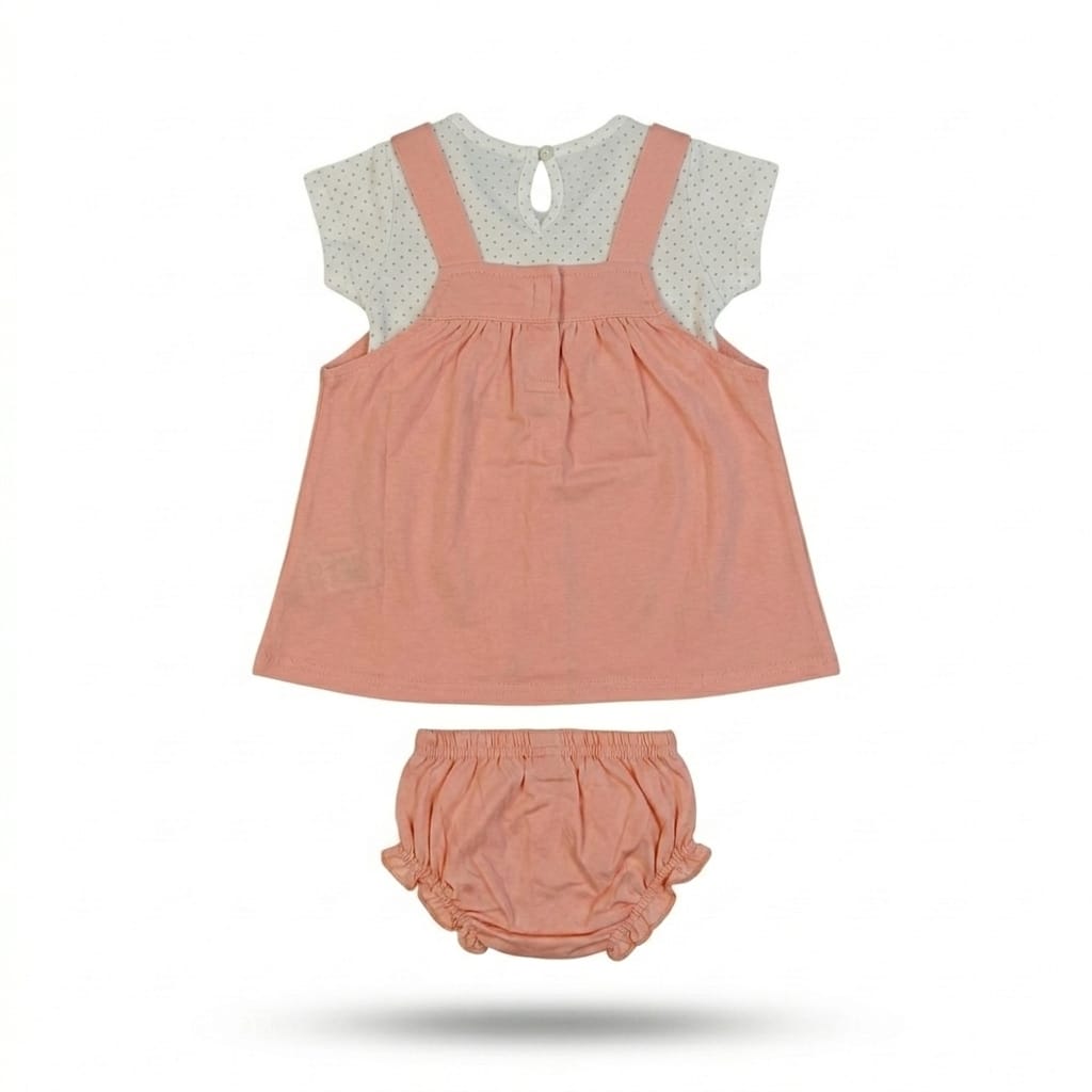 Baby Girl Butterfly Dungaree Dress Set with Bloomer | Soft Cotton Toddler Outfit (1-2 Years)