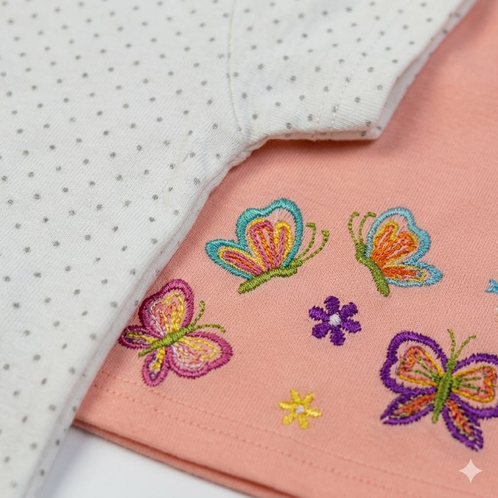 Baby Girl Butterfly Dungaree Dress Set with Bloomer | Soft Cotton Toddler Outfit (1-2 Years)