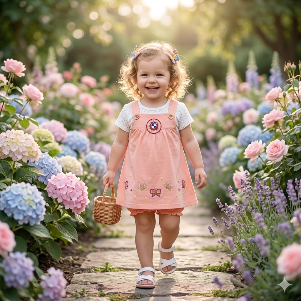 Baby Girl Butterfly Dungaree Dress Set with Bloomer | Soft Cotton Toddler Outfit (1-2 Years)