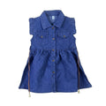 Mama Hug Girls' Ruffle-Sleeve Denim Dress with Pearl-Tipped Belt