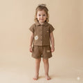 Mama Hug Kids Cotton Co-Ord Set for Girls (Shirt & Shorts) | Soft Summer Wear | 4-6 Years | Biscuit