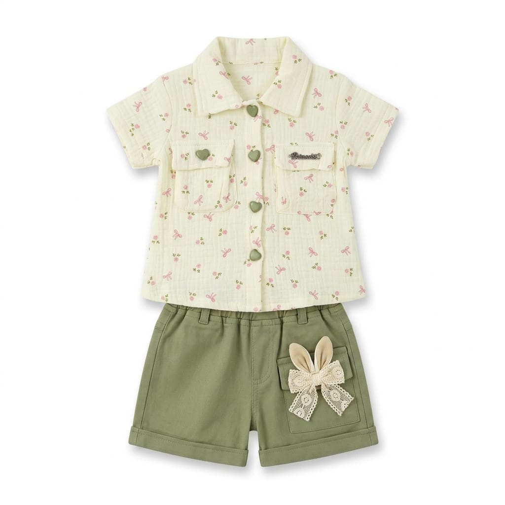 Mama Hug Unisex Cotton Shirt & Shorts Set | Butter Color Summer Co-Ord Outfit | Soft & Breathable | 2–5 Years