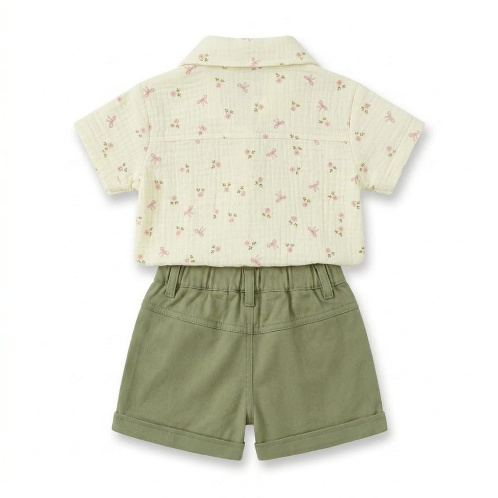 Mama Hug Unisex Cotton Shirt & Shorts Set | Butter Color Summer Co-Ord Outfit | Soft & Breathable | 2–5 Years