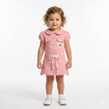 Mama Hug Girls Stylish Shirt Dress Set with Leggings | Soft Cotton Summer Outfit | Cute Belt & Heart Patch | 5–6 Years