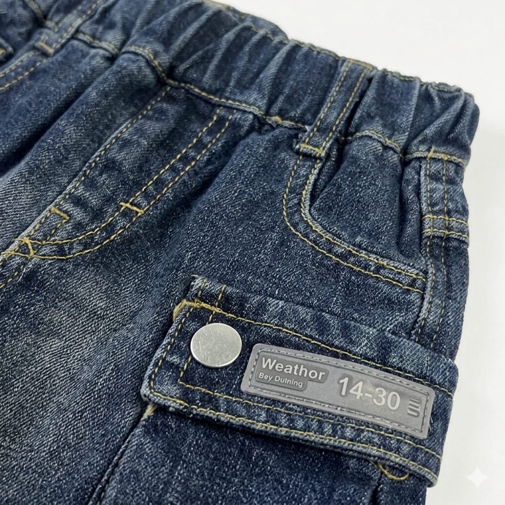 Mama Hug Kids Denim Cargo Shorts | Premium Soft Stretch Jean Shorts for Boys & Girls | Casual Summer Shorts | 1–6 Years