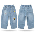 Mama Hug Kids Soft Denim Jogger Pants – Stretchable Cartoon Patch Jeans (2–7 Years)