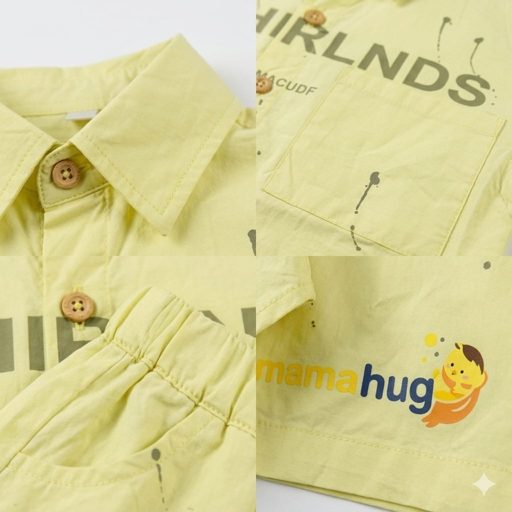 Mama Hug Boys Premium Summer Co-ord Set | Kids Printed Shirt & Shorts Set | Soft Cotton Casual Outfit (1–6 Years)