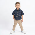 Mama Hug Boys Premium Navy Casual Shirt | Kids Half Sleeve Graphic Shirt | Smart Summer Party Wear Shirt (1–6 Years)