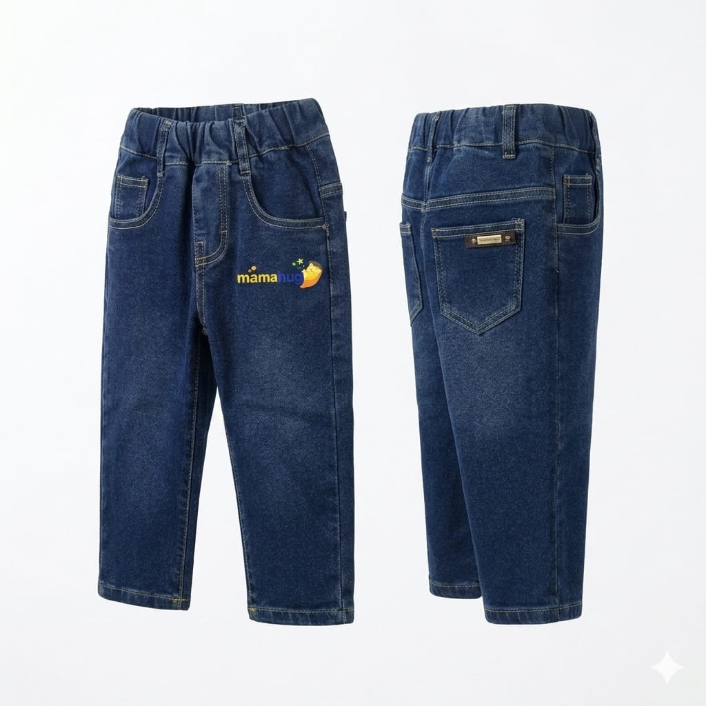 Mama Hug | Classic Blue Stretch Denim Jeans for Kids | Soft Comfort & Everyday Style