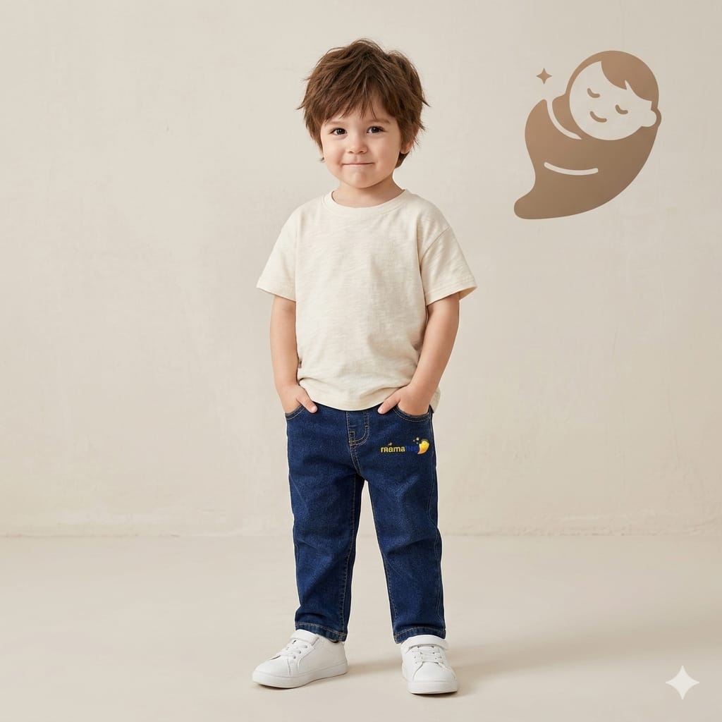 Mama Hug | Classic Blue Stretch Denim Jeans for Kids | Soft Comfort & Everyday Style