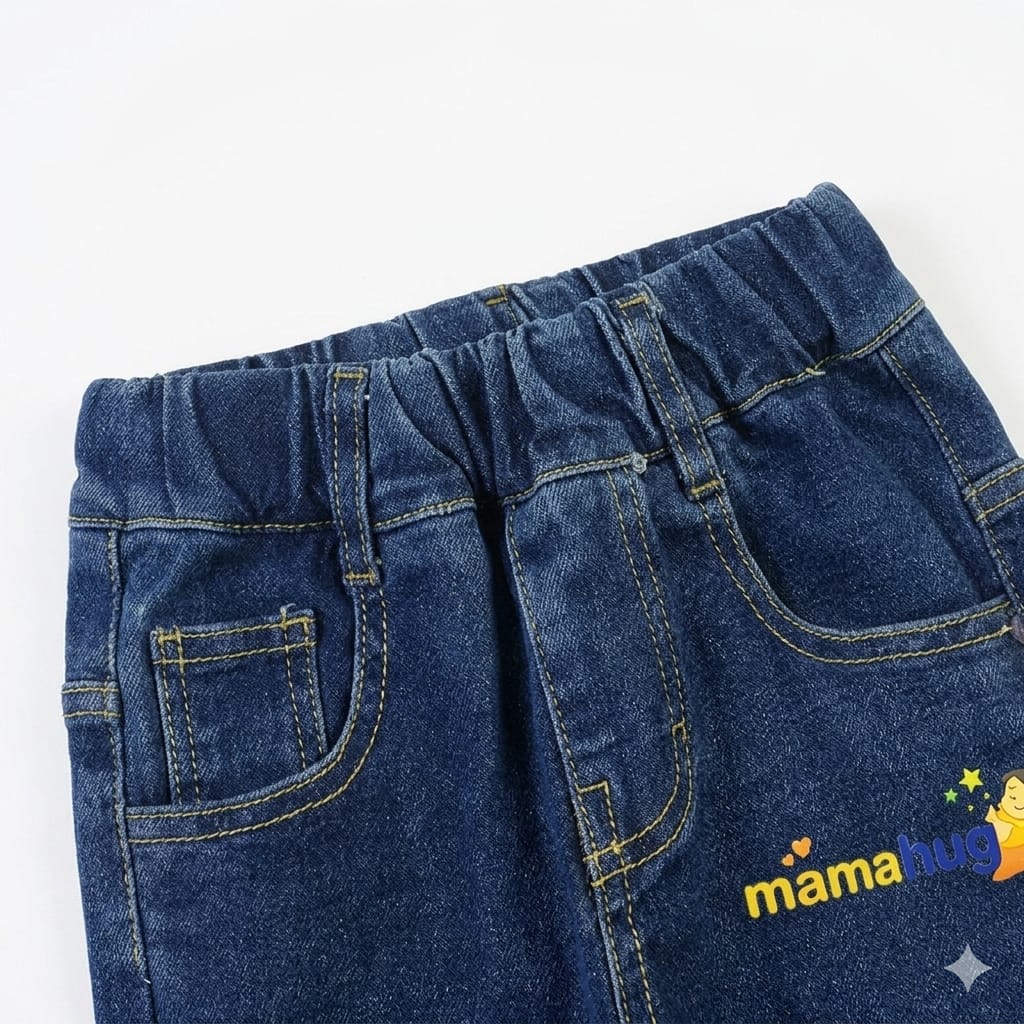 Mama Hug | Classic Blue Stretch Denim Jeans for Kids | Soft Comfort & Everyday Style