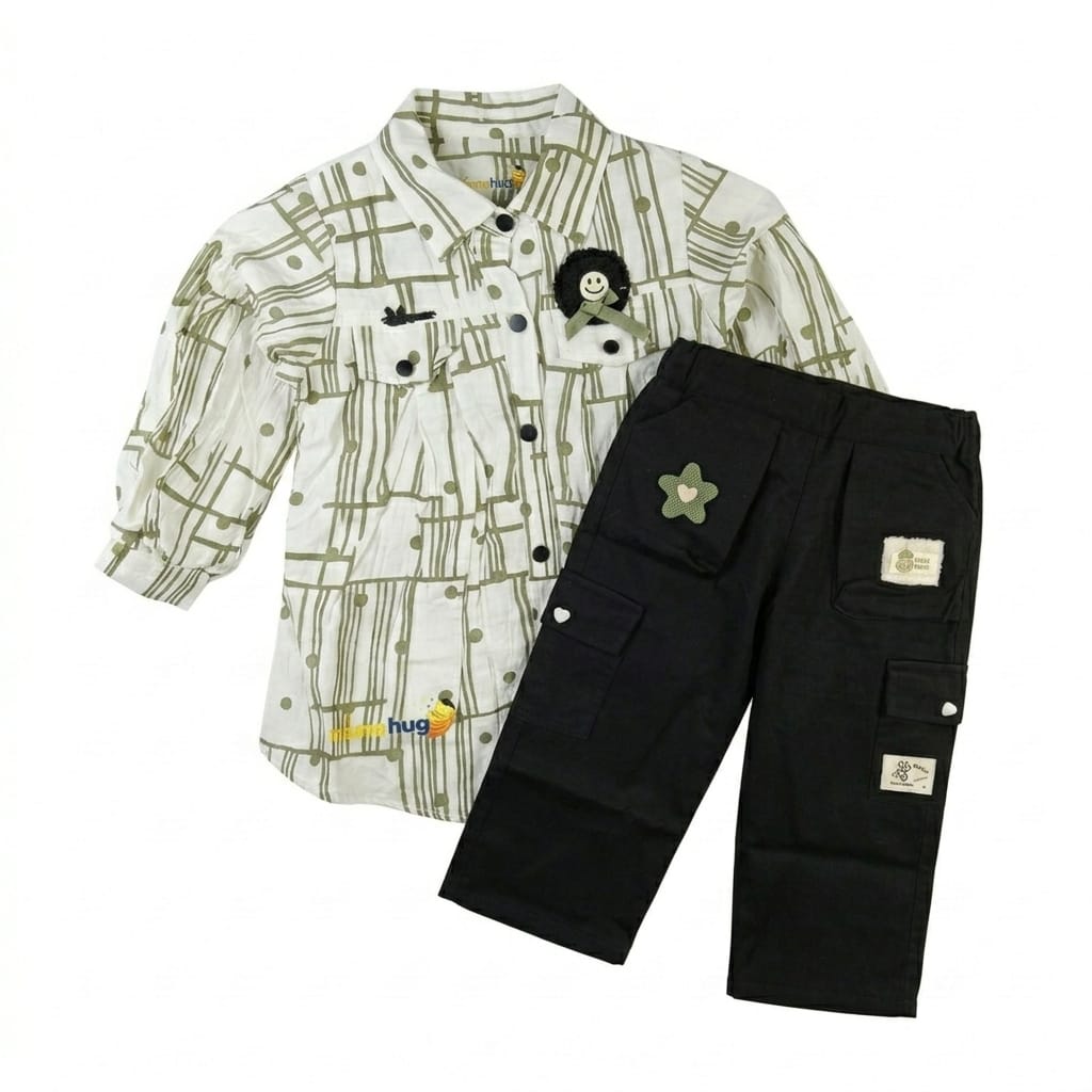 Mama Hug Boys Premium Printed Shirt & Cargo Pant Co-Ord Set | Smart Casual Party Outfit for Boys (5–8 Years)