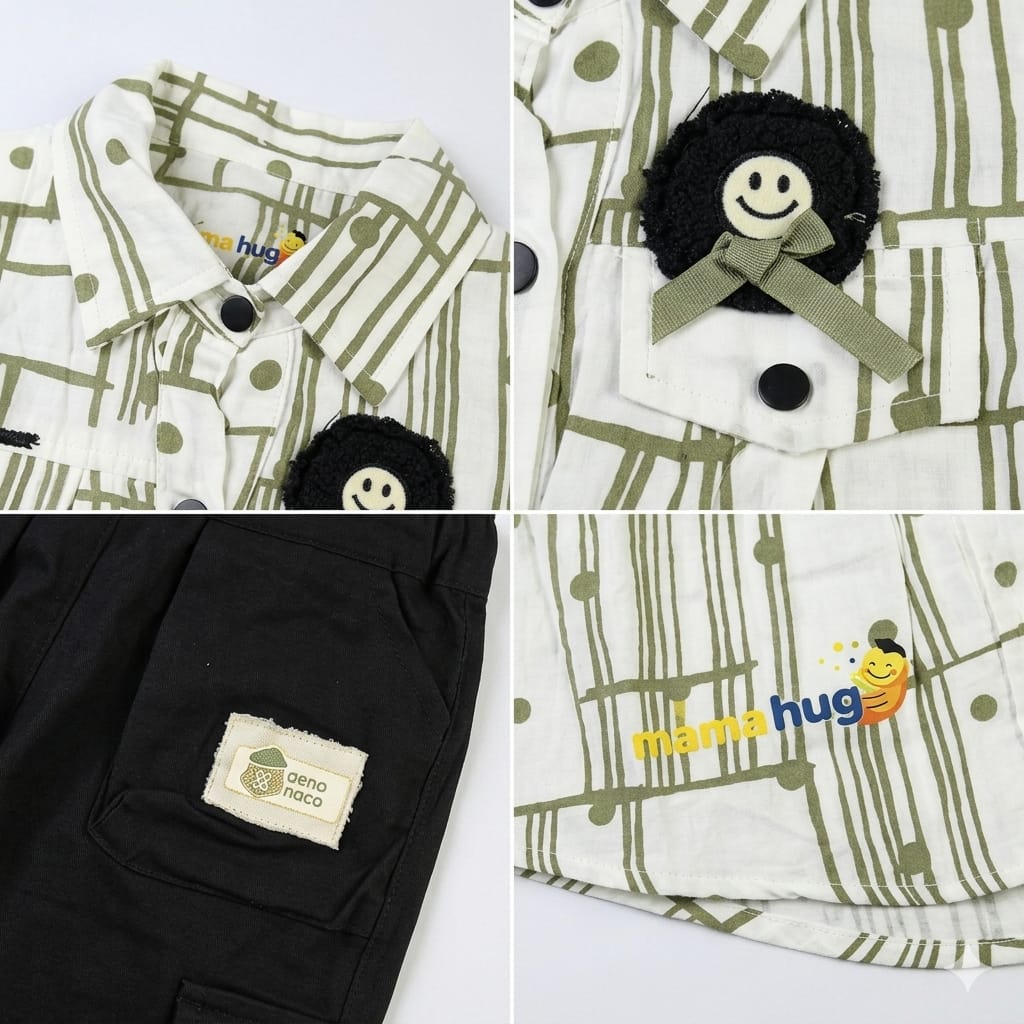 Mama Hug Boys Premium Printed Shirt & Cargo Pant Co-Ord Set | Smart Casual Party Outfit for Boys (5–8 Years)