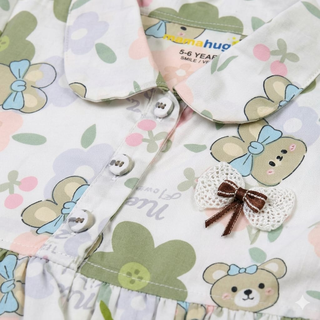 Mama Hug Girls Floral Layered Co-Ord Set | Premium Summer Printed Top & Shorts Set for Girls (3-6 Years)