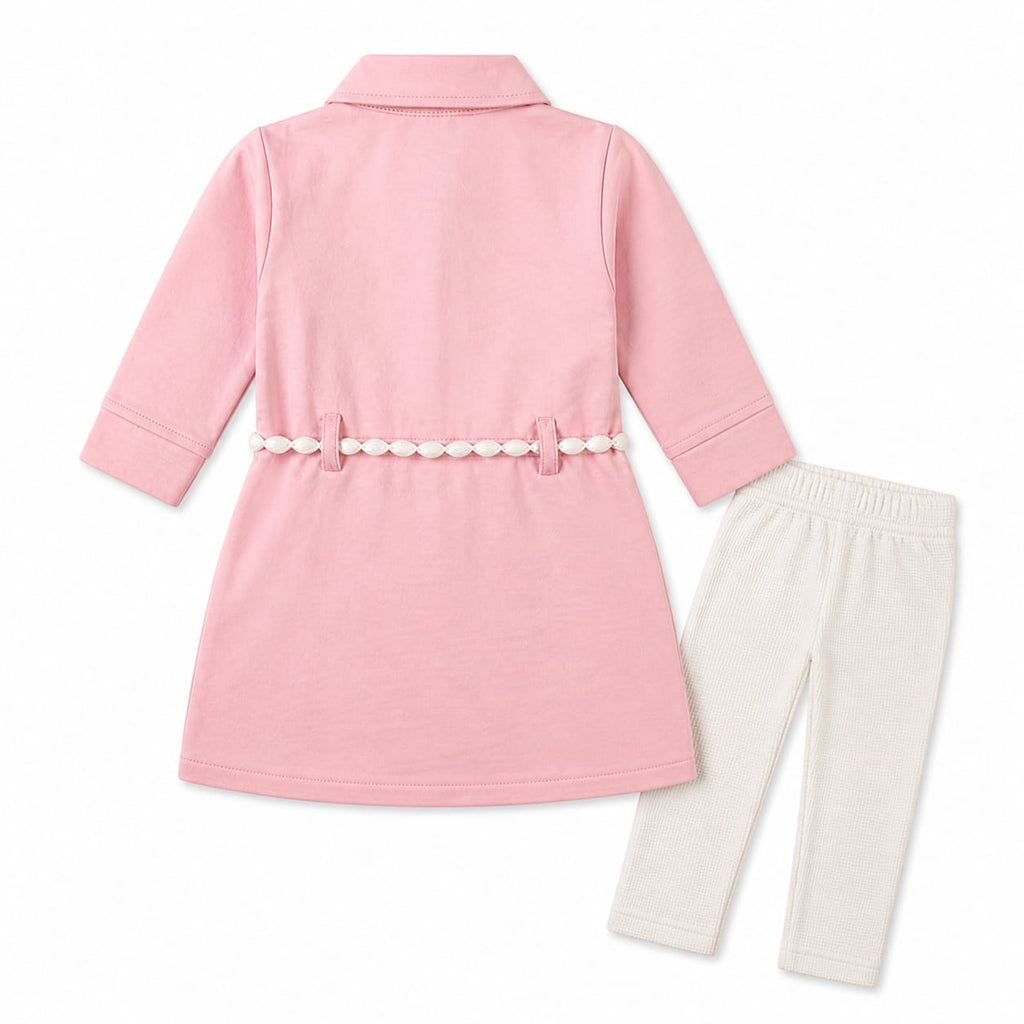 Mama Hug Girls Premium Winter Co-Ord Set | Designer Tunic Top with Leggings Set for Girls (2-5 Years)