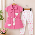 Mama Hug Girls Premium Tunic & Leggings Set | Cute Flower Pocket Co-Ord Dress Set for Girls (4–7 Years)
