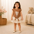 Mama Hug Girls Premium Floral Top & Layered Skirt Co-Ord Set | Soft Summer Party Wear Outfit (5–8 Years)