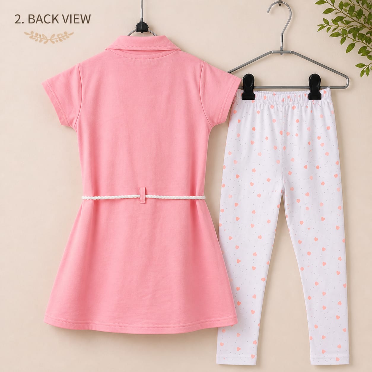 Mama Hug Girls Cotton Tunic Top with Printed Leggings Set | Stylish Casual Co-ord Outfit for Girls (7–10 Years)