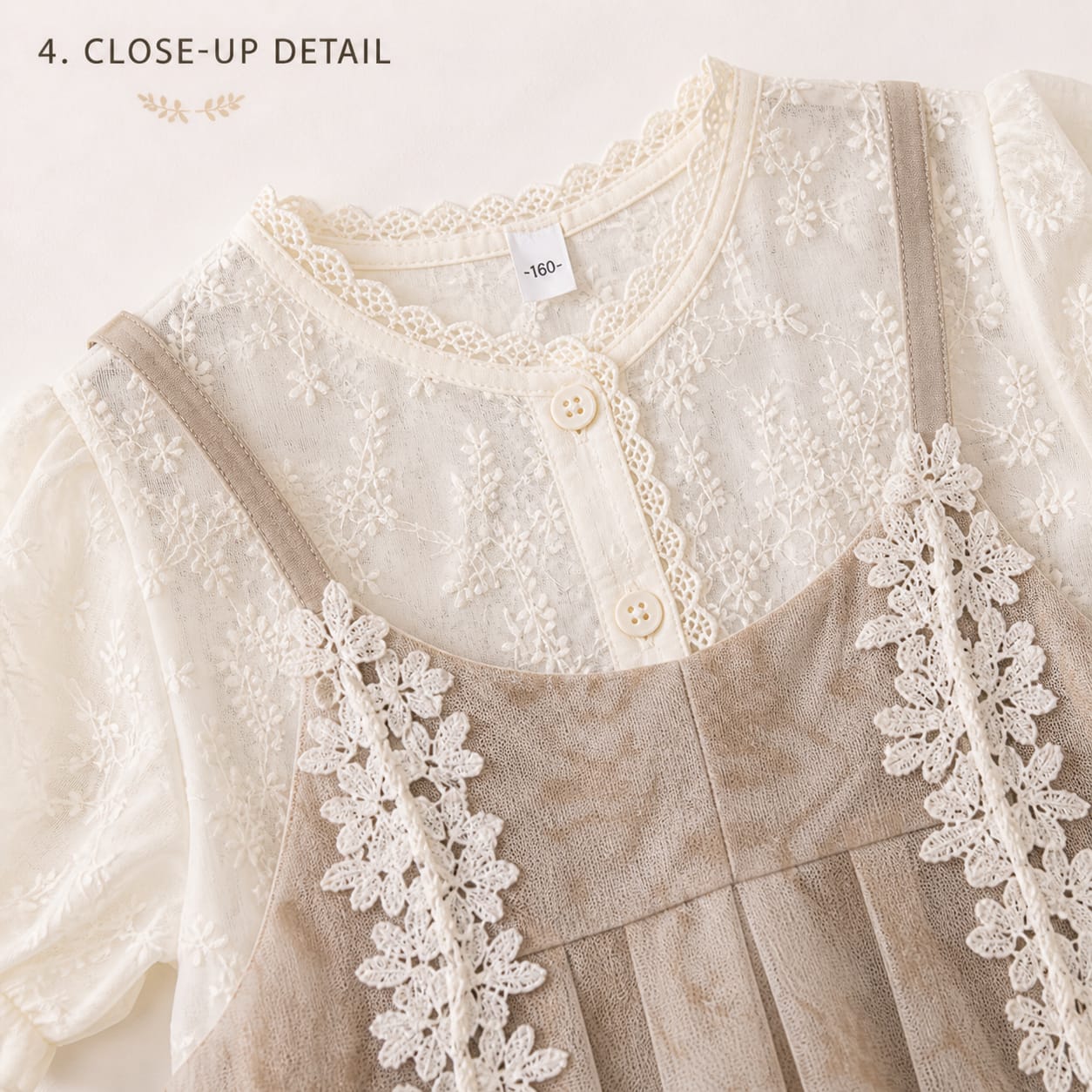 Mama Hug Girls Premium Lace Layered Party Dress | Elegant Princess Occasion Dress for Girls (4–9 Years)