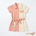 Mama Hug Girls Cotton Shirt Dress with Legging Set | Summer Co-Ord Outfit | Soft & Stylish | 3–4 Years (Peach)