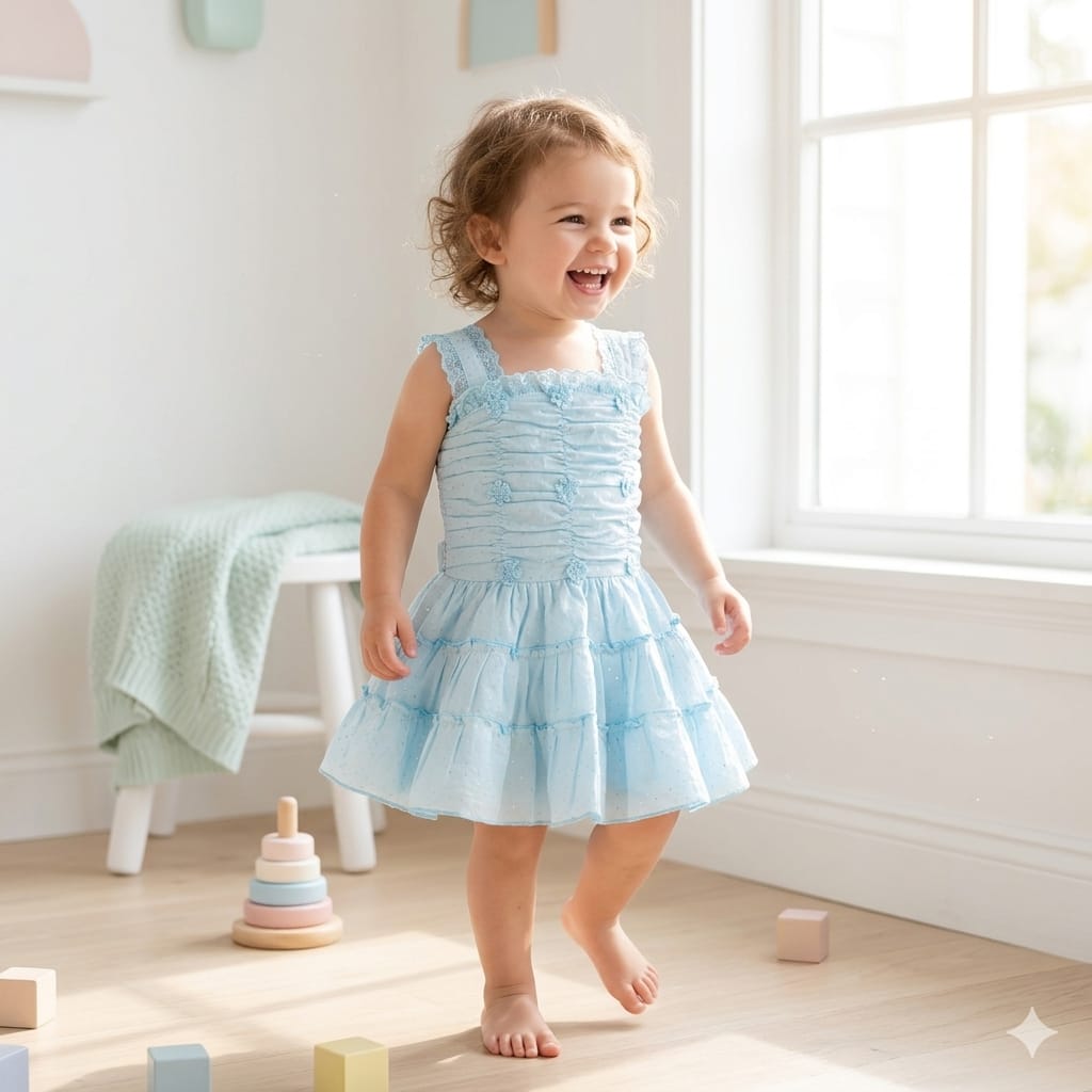 Toddler Girl Fancy Birthday Dress with Frills (2-4 Years)