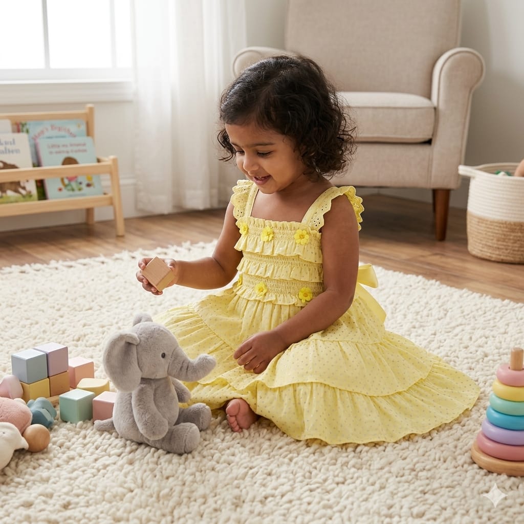 Cute Baby Girl Princess Party Dress – Glitter Layered Frock