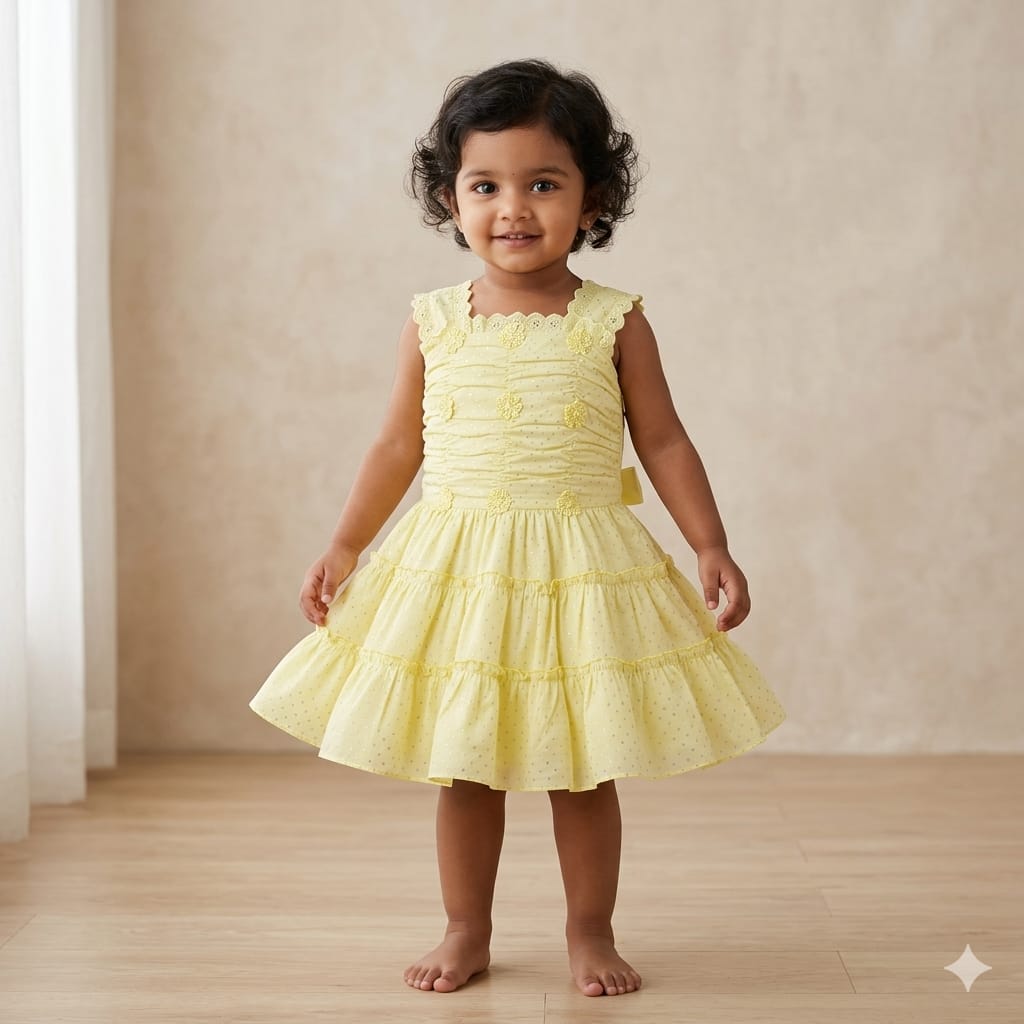 Cute Baby Girl Princess Party Dress – Glitter Layered Frock