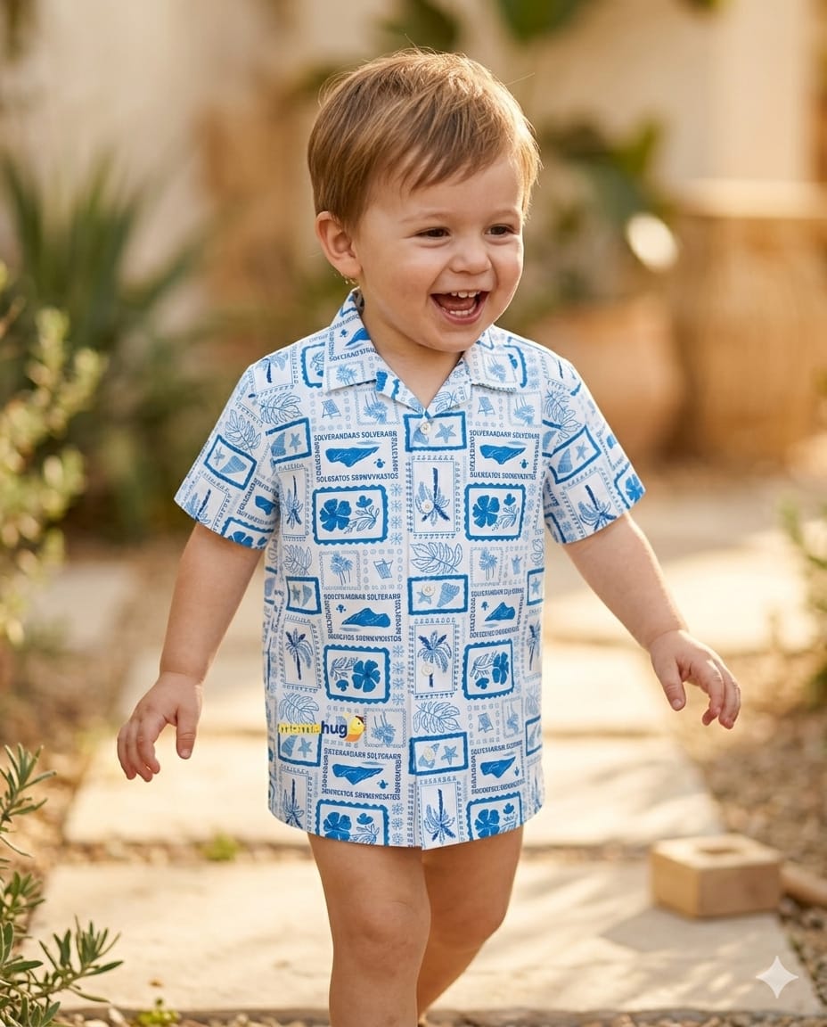 Mama Hug Boys Tropical Printed Half Sleeve Shirt | Premium Summer Casual Shirt for Kids