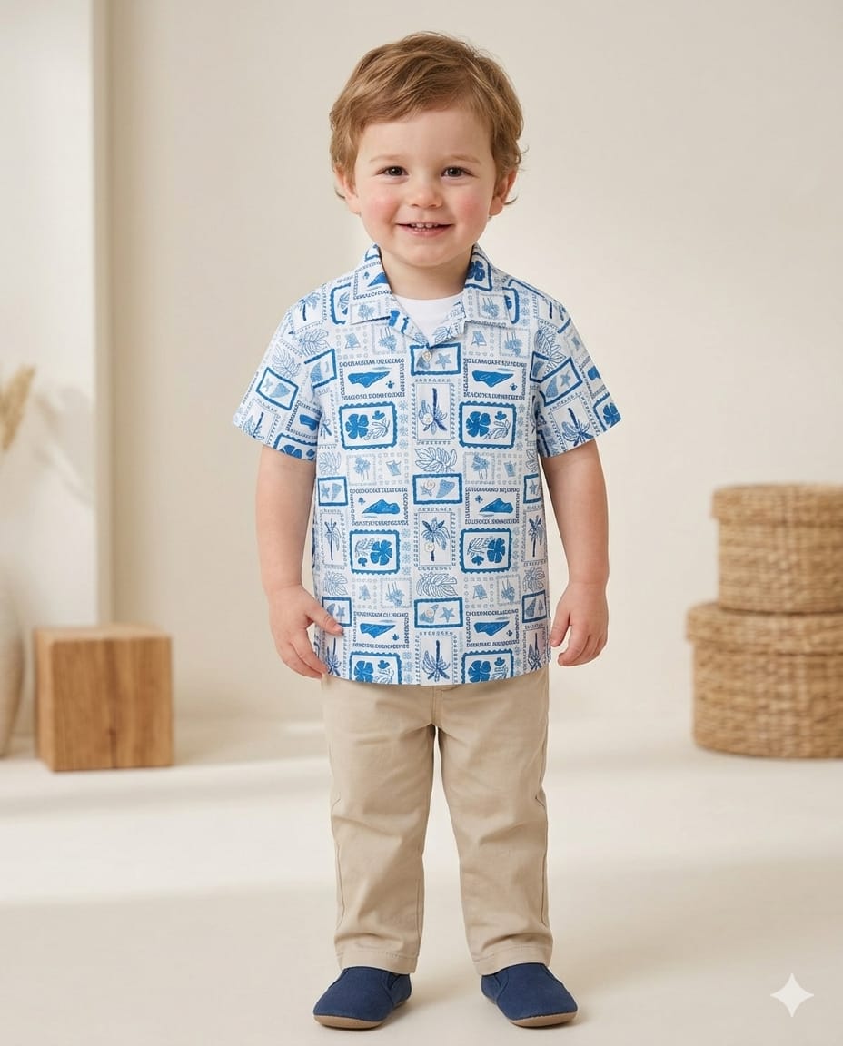 Mama Hug Boys Tropical Printed Half Sleeve Shirt | Premium Summer Casual Shirt for Kids